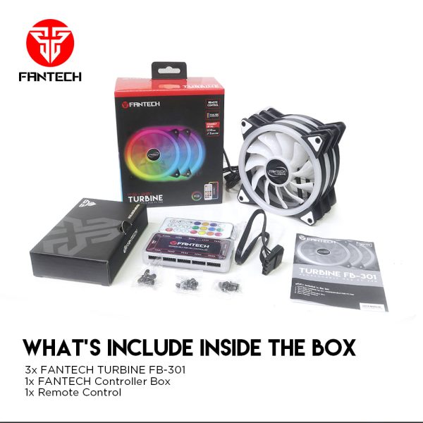 Fantech TOURBINE RGB Pro Pack 3 Ventiladores 120mm ARGB + Hub H66F RGB + Control Remoto - Imagen 3